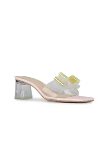 Inc 5 Women Transparent Open Toe Block Heel Sandals