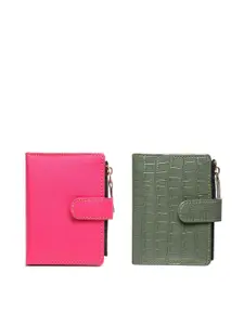 TnW Women Pack Of 2 Textured Two Fold Wallet
