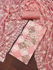 KIMISHA Geometric Printed Beads And Stones Unstitched Dress Material