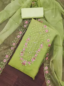 KIMISHA Floral Embroidered Thread Work Unstitched Dress Material