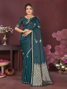 elora Floral Woven Design Satin Banarasi Saree