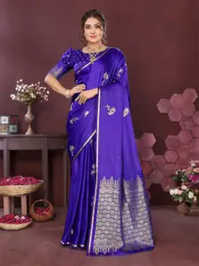 elora Women Floral Zari Satin Banarasi Saree