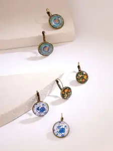 Yellow Chimes Set Of 3 Gold Plated Contemporary Fashion Clip On Half Hoop Earrings