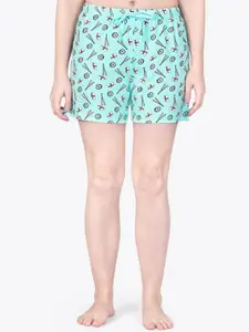 ariel Women Printed Mid Rise Pure Cotton Lounge Shorts