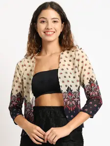 Moonaa Fashion Cotton V-Neck Open Front Shrug