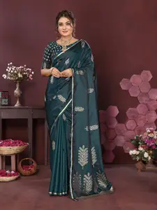 elora Floral Woven Design Satin Banarasi Saree