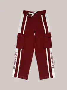 Gini and Jony Boys Striped Cotton Mid-Rise Cargo Track Pant