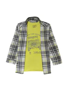 Gini and Jony Boys Comfort Fit Tartan Checked Spread Collar Cotton Casual Shirt