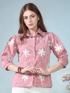 Sangria Women Embroidered Shirt Style Top