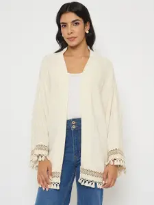 Madame Self Design V-Neck Open Front Shrug