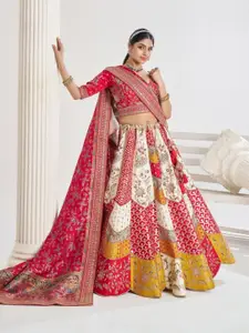ODETTE Embroidered Banarasi Silk Semi-Stitched Lehenga & Unstitched Blouse With Dupatta
