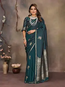 elora Floral Woven Design Satin Banarasi Saree