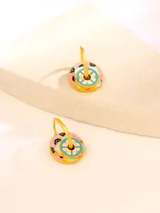 Yellow Chimes Gold Plated Contemporary Hoop Earrings