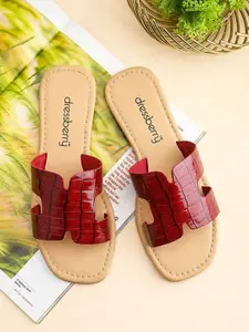 DressBerry Women Textured Open Toe Flats