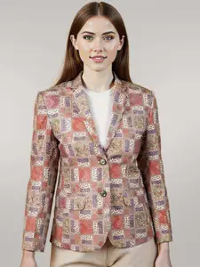 Talethread Digital Printed Cotton Single-Breasted Casual Blazer
