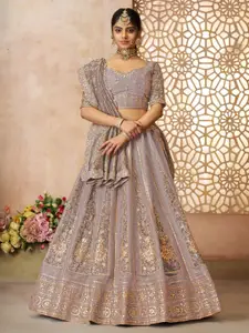 ODETTE Embroidered Semi-Stitched Lehenga & Unstitched Blouse With Dupatta