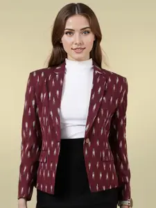 Talethread Ikat Printed Cotton Single-Breasted Casual Blazer