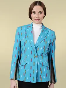 Talethread Ikat Printed Cotton Single-Breasted Casual Blazer