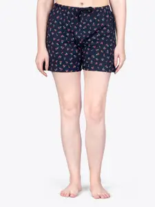 ariel Women Printed Mid-Rise Pure Cotton Lounge Shorts