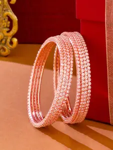 Anouk Women Set of 8 American Diamond Rose Gold Plated Bangles