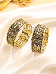 Anouk Women Set of 2 Gold Plated Oxidised Bangles