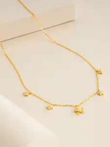 Kushal's Fashion Jewellery 92.5 Pure Silver Gold-Plated Zircon Studded Necklace
