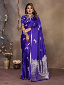 elora Floral Zari Satin Banarasi Saree