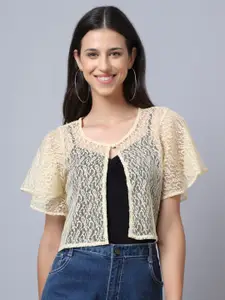 Moonaa Fashion Cotton V-Neck Open Front Shrug