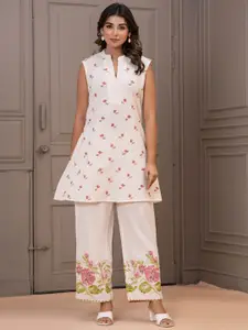 AUTUMN LANE Printed Mandarin Collar Top With Trousers Co-Ords Set