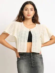 Moonaa Fashion Cotton V-Neck Open Front Shrug