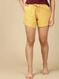 PYNK Women Solid Mid-Rise Knitted Lounge Shorts