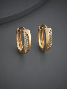 Kushal's Fashion Jewellery Gold-Plated Spherical Zircon Studded Hoop Earrings