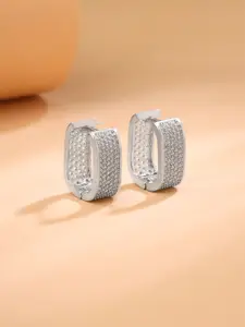 Yellow Chimes Rhodium-Plated Crystals Studded Contemporary Studs Earrings