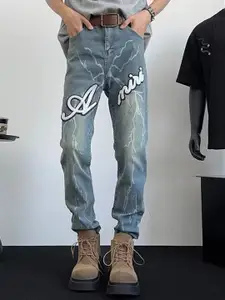 StyleCast x Revolte Men Skinny Fit Mid-Rise Light Fade Printed Jeans