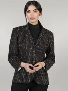 Talethread Ikat Printed Cotton Single-Breasted Casual Blazer