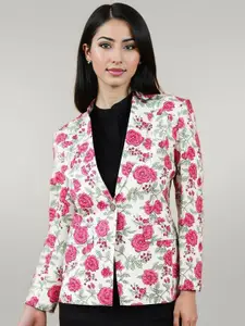 Talethread Floral Printed Jaipur Cotton Single-Breasted Casual Blazer