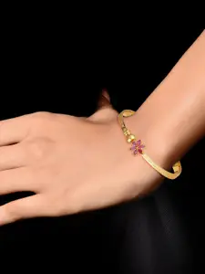 Vighnaharta Gold-Plated Stones-Studded Bangle