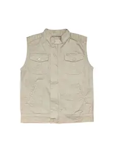 Gini and Jony Boys Typography Printed Stand Collar Cotton Tailored Jacket