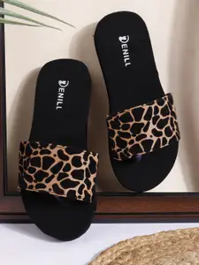 Denill Women Animal Print Open Toe Flats