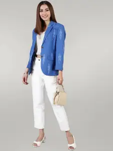 Talethread Ikat Printed Cotton Single-Breasted Casual Blazer