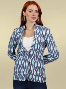 Talethread Ikat Printed Cotton Single-Breasted Casual Blazer