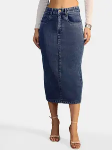 The Roadster Lifestyle Co Denim Straight Midi Skirt