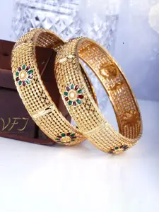 Vighnaharta Set Of 2 Gold-Plated Bangles