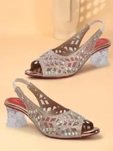 Denill Women Embellished Block Heel Peep Toes