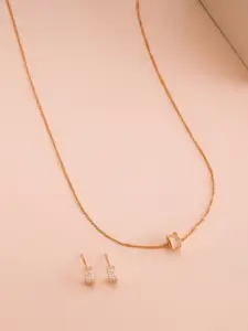 Kushal's Fashion Jewellery White 92.5 Pure Silver Rose Gold-Plated Party Pendant Set