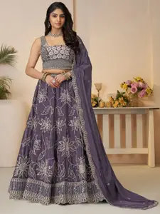 ODETTE Embroidered Semi-Stitched Lehenga & Unstitched Blouse With Dupatta
