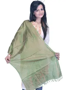 Exotic India Women Printed Tasselled Silk Scarf