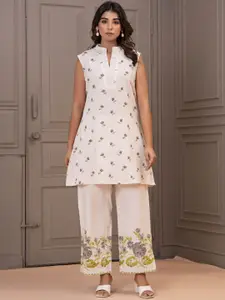 AUTUMN LANE Printed Mandarin Collar Top With Trousers Co-Ords Set