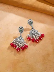 Yellow Chimes Siver Plated Artificial Stones Contemporary Drop Earrings