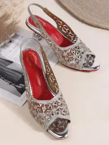 Denill Embellished Peep Toe Kitten Heels